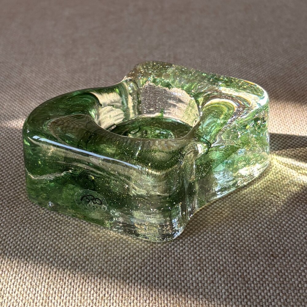 Glasbruk Swedish Glass Votive or Taper Candle Holder